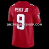 Mens Nike Michael Penix Jr Red Atlanta Falcons Vapor Fuse Sewn Down Limited Jersey