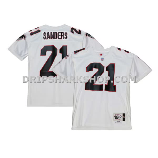 Mens Mitchell And Ness Deion Sanders White Atlanta Falcons 1991 Authentic Throwback Retired Player Jersey