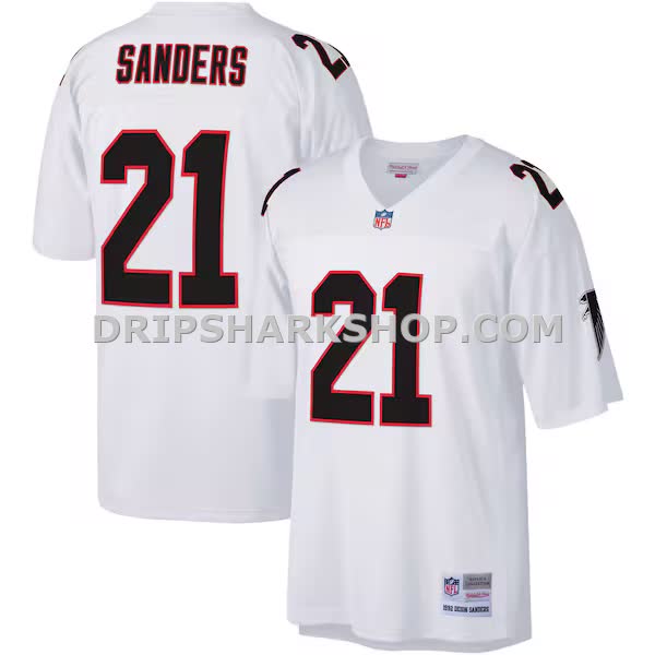 Mens Mitchell And Ness Deion Sanders White Atlanta Falcons Big And Tall 1992 Retired Player Replica Jersey Pi4995000