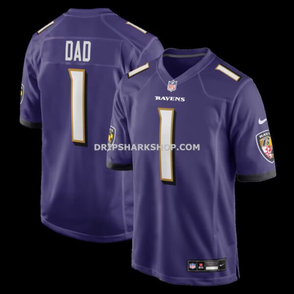 Mens Nike Number 1 Dad Purple Baltimore Ravens Game Jersey