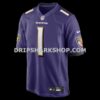 Mens Nike Number 1 Dad Purple Baltimore Ravens Game Jersey