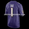 Mens Nike Number 1 Dad Purple Baltimore Ravens Game Jersey