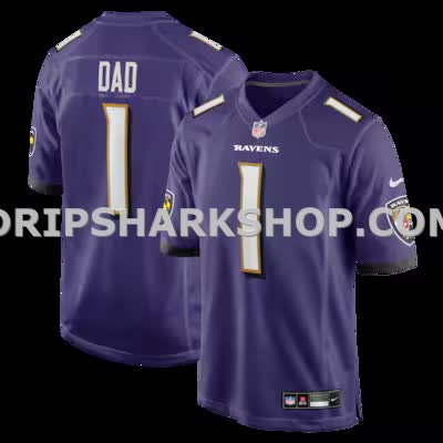 Mens Nike Number 1 Dad Purple Baltimore Ravens Game Jersey