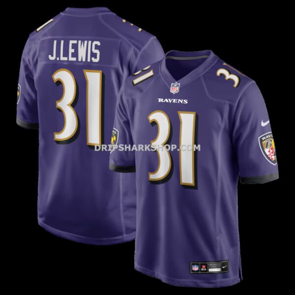 NFL0350aaG04-553659 Mens Nike Jamal Lewis Purple Baltimore Ravens Game Retired Player Jersey