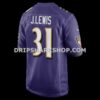 NFL0350aaG07-c16697 Mens Nike Jamal Lewis Purple Baltimore Ravens Game Retired Player Jersey