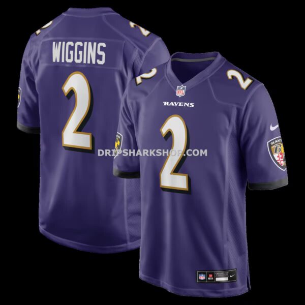 NFL0362c6G04-20ba72 Mens Nike Nate Wiggins Purple Baltimore Ravens Player Game Jersey