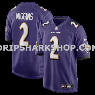 Mens Nike Nate Wiggins Purple Baltimore Ravens Player Game Jersey