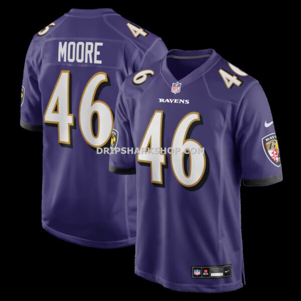 Mens Nike Nick Moore Purple Baltimore Ravens Game Jersey