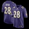 Mens Nike Taven Bryan Purple Baltimore Ravens Team Game Jersey