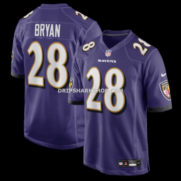 Mens Nike Taven Bryan Purple Baltimore Ravens Team Game Jersey