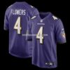 Mens Nike Zay Flowers Purple Baltimore Ravens Game Jersey