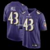 Mens Nike Justice Hill Purple Baltimore Ravens Game Jersey