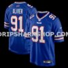 Mens Nike Ed Oliver Royal Buffalo Bills Team Game Player Jersey