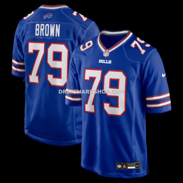 NFL043676G04-a59499 Mens Nike Ruben Brown Royal Buffalo Bills Game Retired Player Jersey
