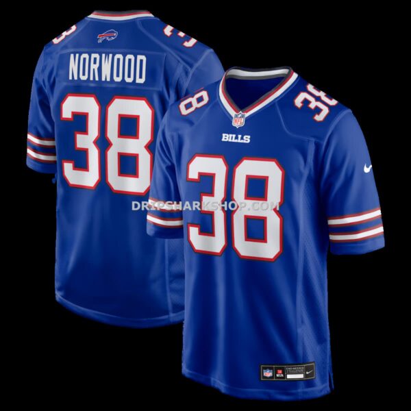 Mens Nike Tre Norwood Royal Buffalo Bills Team Game Jersey
