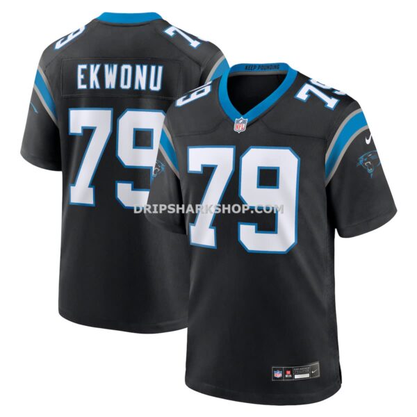 Mens Nike Ikem Ekwonu Black Carolina Panthers Game Jersey