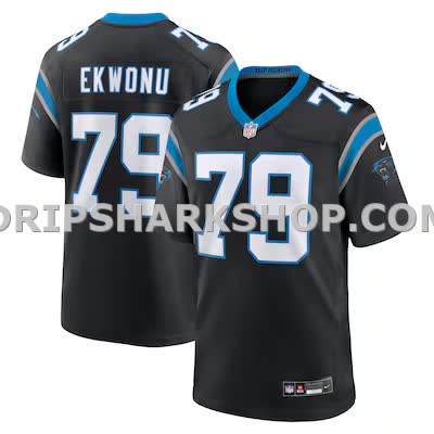 Mens Nike Ikem Ekwonu Black Carolina Panthers Game Jersey