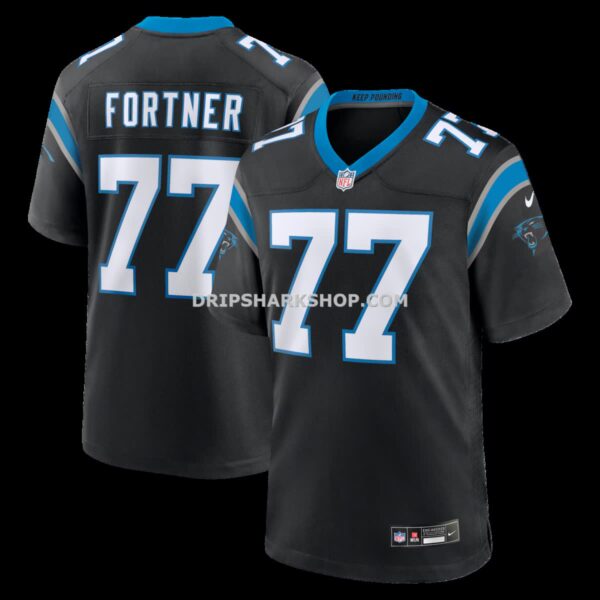 Mens Nike Luke Fortner Black Carolina Panthers Team Game Jersey