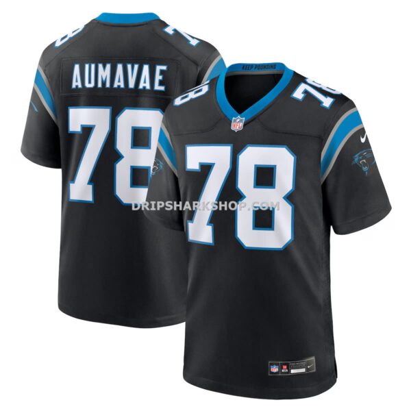 Mens Nike Popo Aumavae Black Carolina Panthers Team Game Jersey