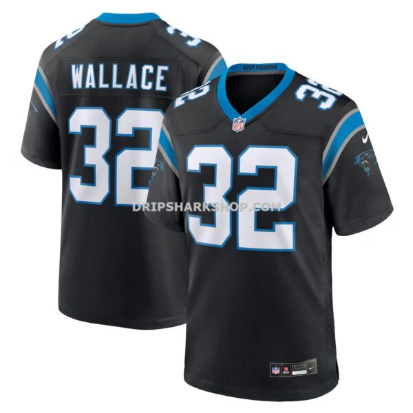 Mens Nike Trevin Wallace Black Carolina Panthers Team Game Jersey