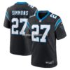 Mens Nike Isaiah Simmons Black Carolina Panthers Team Game Jersey