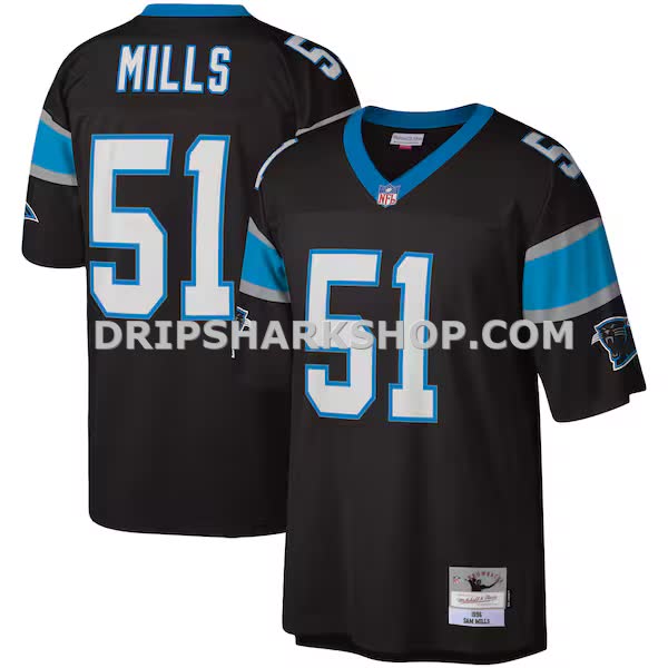 Mens Mitchell And Ness Sam Mills Black Carolina Panthers Legacy Replica Jersey Pi3604000