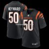 Mens Nike Shaka Heyward Black Cincinnati Bengals Team Game Jersey