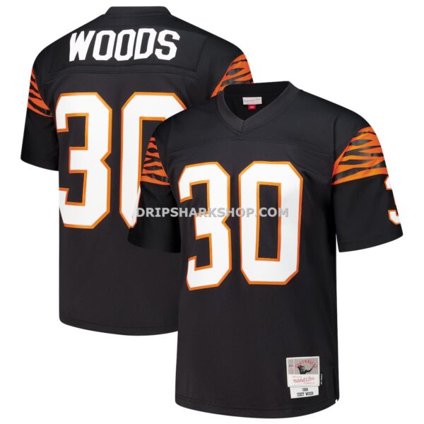 NFL07933cG04-8507a3 Mens Mitchell And Ness Ickey Woods Black Cincinnati Bengals 1988 Legacy Replica Jersey
