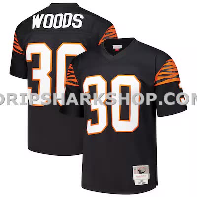 Mens Mitchell And Ness Ickey Woods Black Cincinnati Bengals 1988 Legacy Replica Jersey