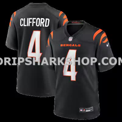 Mens Nike Sean Clifford Black Cincinnati Bengals Team Game Jersey