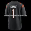 NFL07e0c1G06-26a12a Mens Nike Jamarr Chase Black Cincinnati Bengals Game Jersey