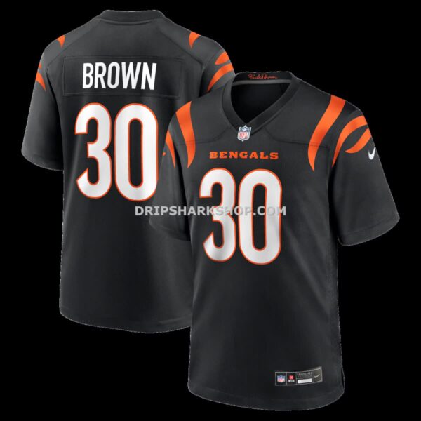 Mens Nike Chase Brown Black Cincinnati Bengals Team Game Jersey