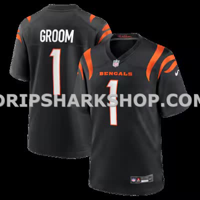 Mens Nike Number 1 Groom Black Cincinnati Bengals Game Jersey