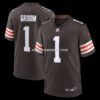 Mens Nike Number 1 Groom Brown Cleveland Browns Game Jersey
