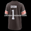 Mens Nike Number 1 Groom Brown Cleveland Browns Game Jersey