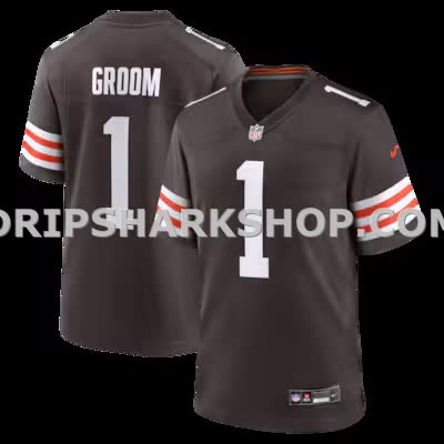 Mens Nike Number 1 Groom Brown Cleveland Browns Game Jersey