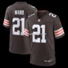 NFL089e9aG04-b148f5 Mens Nike Denzel Ward Brown Cleveland Browns Player Game Jersey