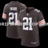 NFL089e9aM01-0a988a Mens Nike Denzel Ward Brown Cleveland Browns Player Game Jersey