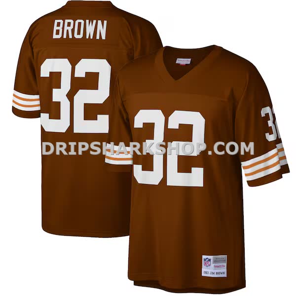 Mens Mitchell And Ness Jim Brown Brown Cleveland Browns Big And Tall 1963 Retired Player Replica Jersey Pi4426000