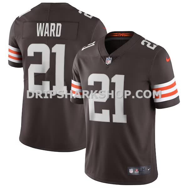 Mens Nike Denzel Ward Brown Cleveland Browns Vapor Limited Jersey Pi3689000