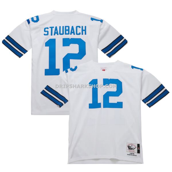 Mens Mitchell And Ness Roger Staubach White Dallas Cowboys 1975 Authentic Throwback Retired Player Jersey