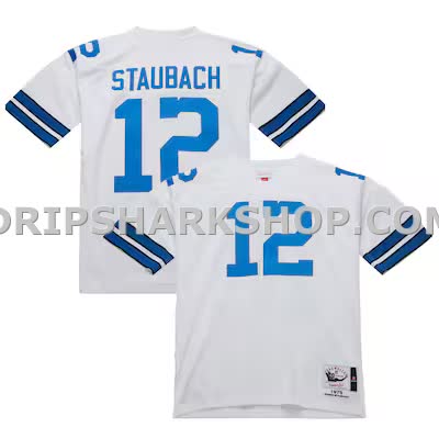 Mens Mitchell And Ness Roger Staubach White Dallas Cowboys 1975 Authentic Throwback Retired Player Jersey