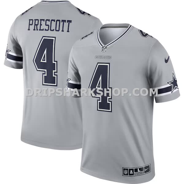 Mens Nike Dak Prescott Gray Dallas Cowboys Inverted Legend Player Performance Top Pi4384000