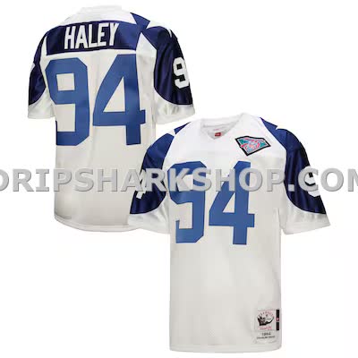 Mens Mitchell And Ness Charles Haley White Dallas Cowboys 1994 Authentic Throwback Retired Player Jersey