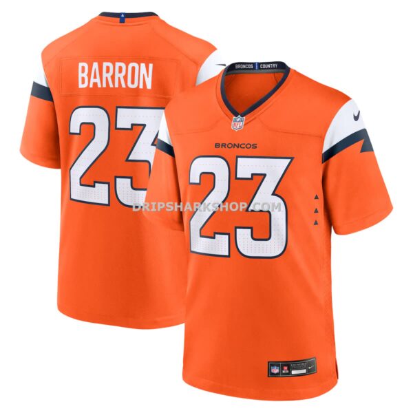 NFL100887G04-464e6c Mens Nike Jahdae Barron Orange Denver Broncos Game Player Jersey