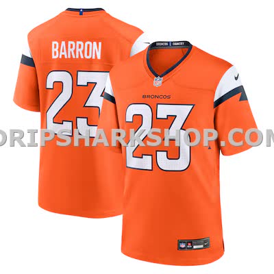 Mens Nike Jahdae Barron Orange Denver Broncos Game Player Jersey