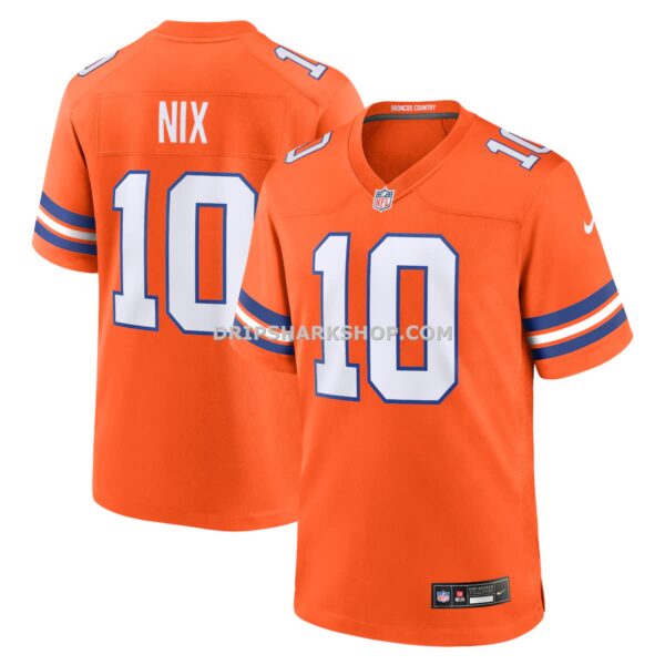 Mens Nike Bo Nix Orange Denver Broncos Mile High Collection 1977 Throwback Player Game Jersey