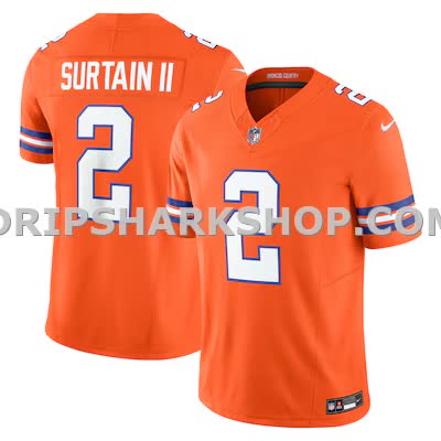 Mens Nike Patrick Surtain Ii Orange Denver Broncos Alternate Mile High Collection 1977 Throwback Vapor Fuse Limited Jers