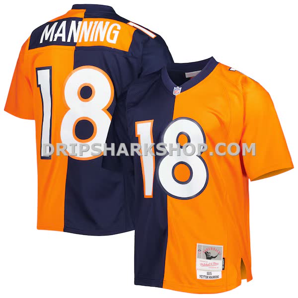 Mens Mitchell And Ness Peyton Manning Navy Orange Denver Broncos 2015 Split Legacy Replica Jersey Pi5003000