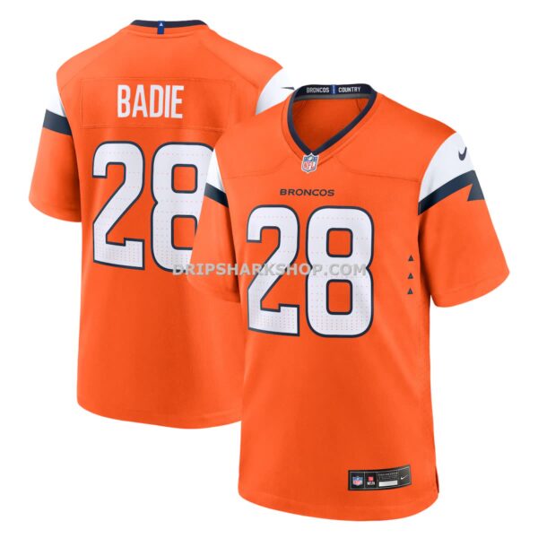 Mens Nike Tyler Badie Orange Denver Broncos Team Game Jersey